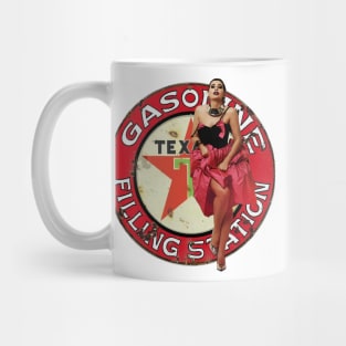 Vintage Texaco Gasoline Filling Station Sign - Pinup Girl Mug